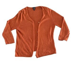 Eileen Fisher Linen Blend Cardigan Sweater Top Burnt Orange Size M/L
